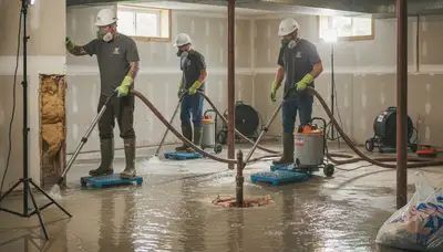 Oceanside, CA water damage team cleaning up burst pipe water in a home