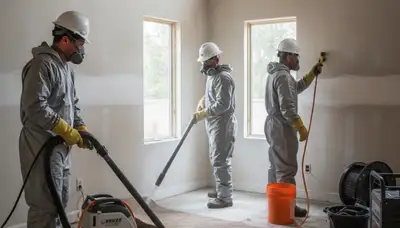 Oceanside, CA water damage restoration team inspecting and drying a flooded property